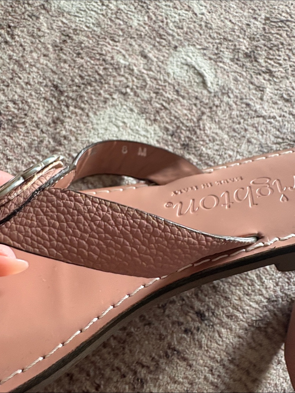 Brighton Pink Sand Blush Tan Leather Thong Sandals with Floral Medallion - Picture 7 of 7
